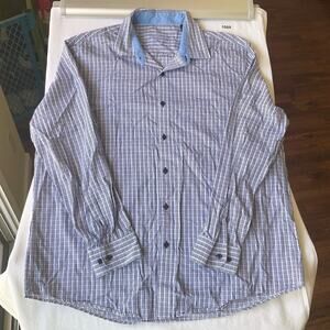 Jass Ella Men’s Long Sleeve Button Down Shirt size XL (17- 17 1/2), Blue